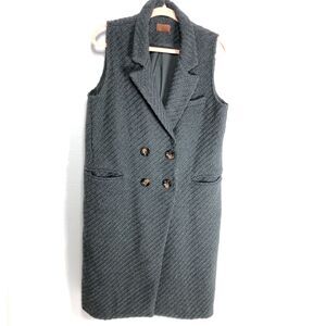 POL s Wool Polyester Lined Long Vest Gray Womens Size Small